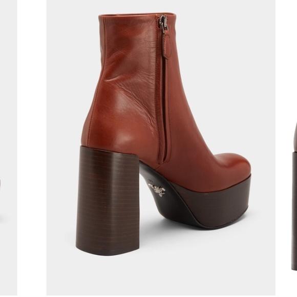 Prada Vitello Leather Platform Booties - Picture 2 of 12